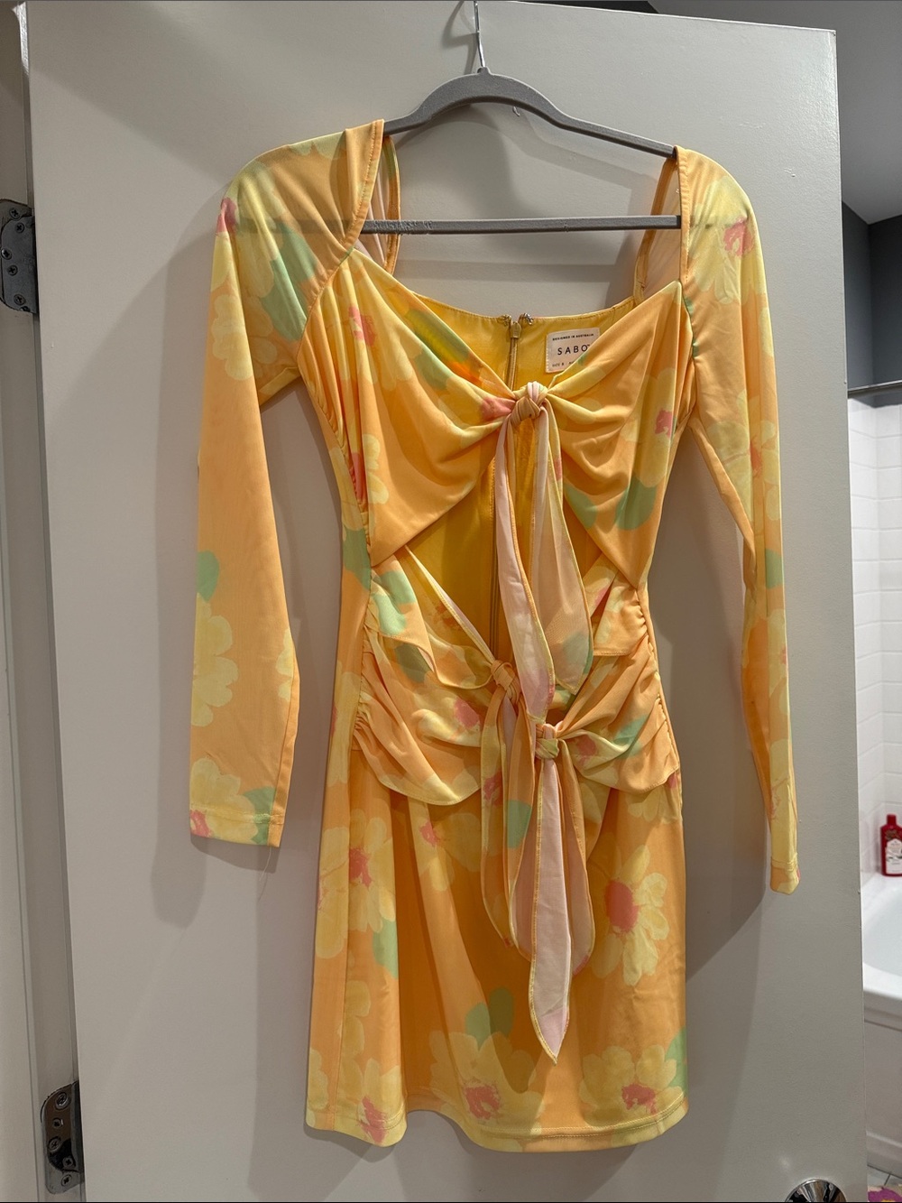 Sabo Skirt Yellow Floral Tie-Front Mini Dress